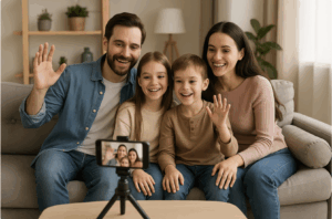 Family taking a selfie together